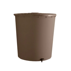 Récupérateur à eau rond 500L taupe - couvercle clipsé et robinet