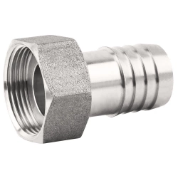 Embout inox 316L femelle 20x27 à écrou mobile, pour tuyau Ø19, Ø crans 20,5 ACS