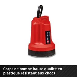 Pompe d’évacuation eaux claires sans fil GE-SP 18 Li - Capacité 5000 L/h - Profondeur d'immersion 4 m - sans batterie
