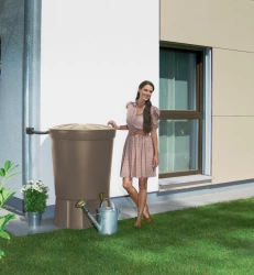 Récupérateur d'eau aérien GARANTIA cylindrique taupe , 300 l