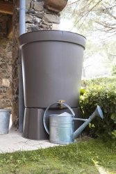 Récupérateur d'eau aérien GARANTIA cylindrique taupe , 300 l