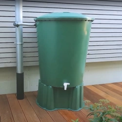 Récupérateur d'eau aérien cylindrique 310 L vert - H. 94 x Ø 80 cm