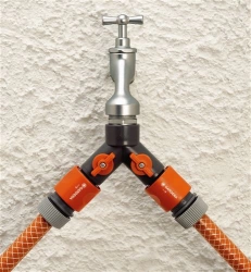 Sélecteur d'arrosage en Y sur robinet 2 circuits filetage 33,3 mm