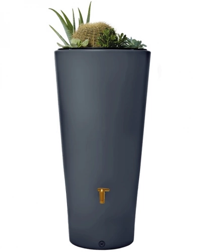 Réservoir Vaso 2en1 220L Graphite avec robinet PE imitation laiton et Collecteur Filtrant Eco Gris.