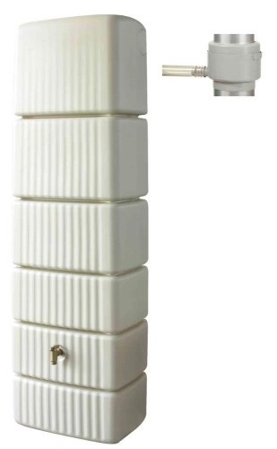 Cuve Murale Slim 500 L Sable avec robinet PE imitation laiton et Collecteur Filtrant Eco Gris