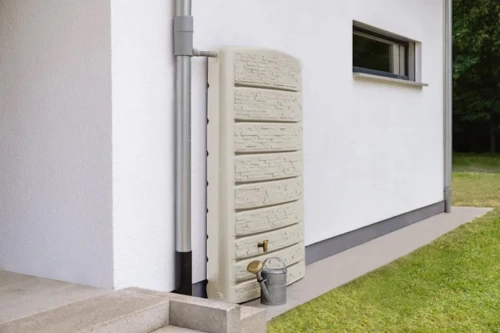 Cuve murale Extra-Slim 400L sable avec robinet PE imitation laiton