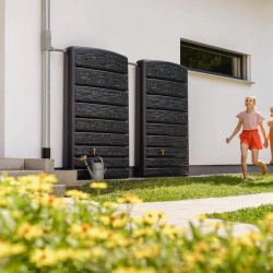 Cuve murale Extra-Slim 400L gris granite avec robinet PE imitation laiton
