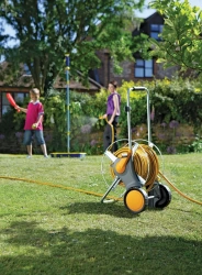 Grand dévidoir chariot métallique pour tuyau d’arrosage robuste 30m 19mm