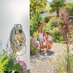 Porte tuyau à fixation murale + 20m de tuyau de jardin SELECT
