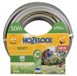 Tuyau d’arrosage Hozelock Select anti UV gris bandes 3D jaunes 15mm 25m