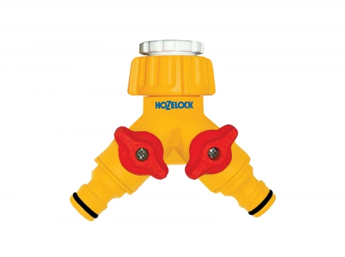 Raccord pour robinet double en plastique 20/27 et 15/21"