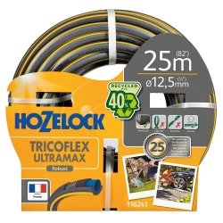 Tuyau d’arrosage anti écrasement Ultramax usage domestique diamètre 25 50 m gris jaunes